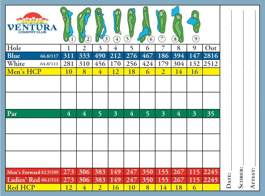 Ventura Country Club, Orlando, Florida Golf course information and